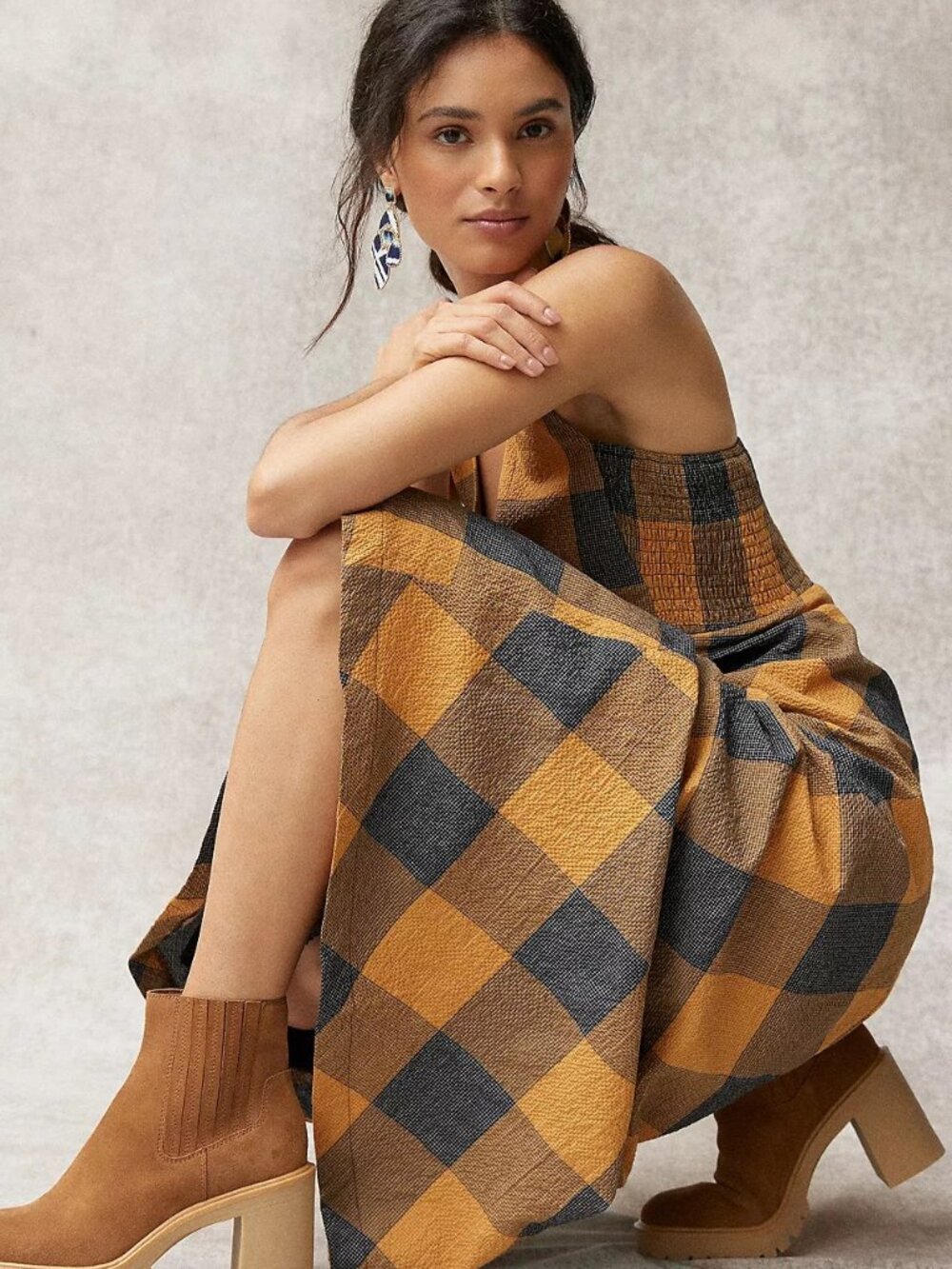 Maeve via Anthropologie Gingham Maxi Dress XL
